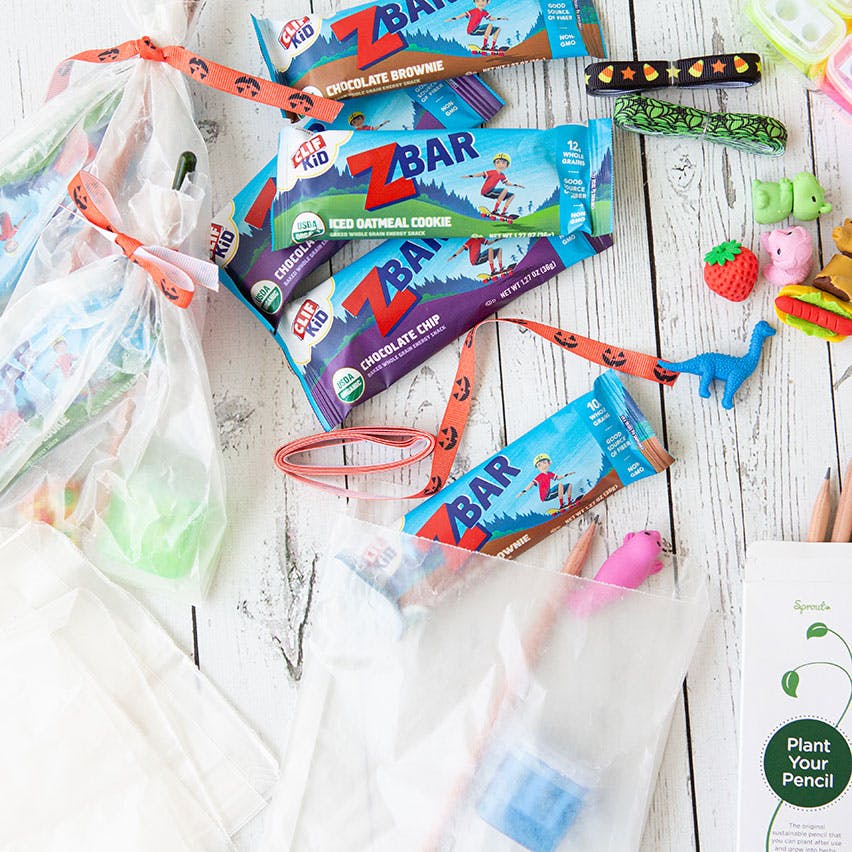 Creating halloween good bags with Zbars and erasers