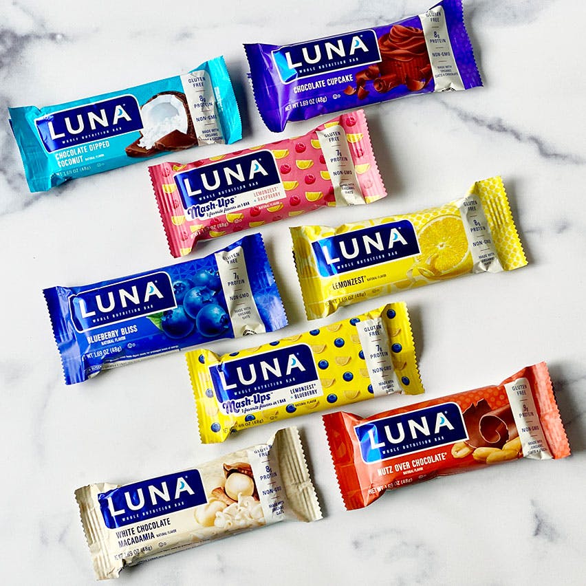 LUNA Bar variety of flavors listing