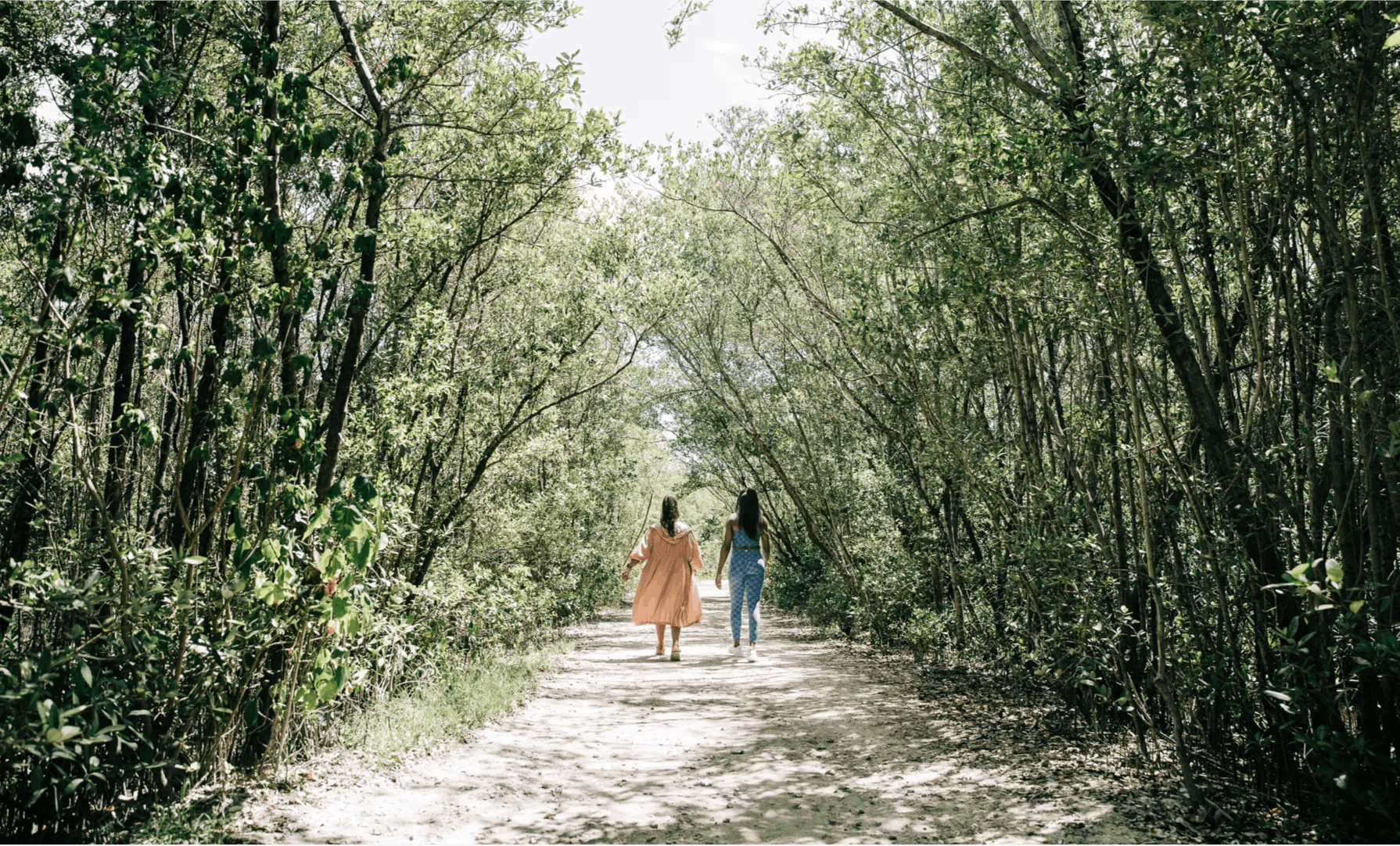 Women walking along path