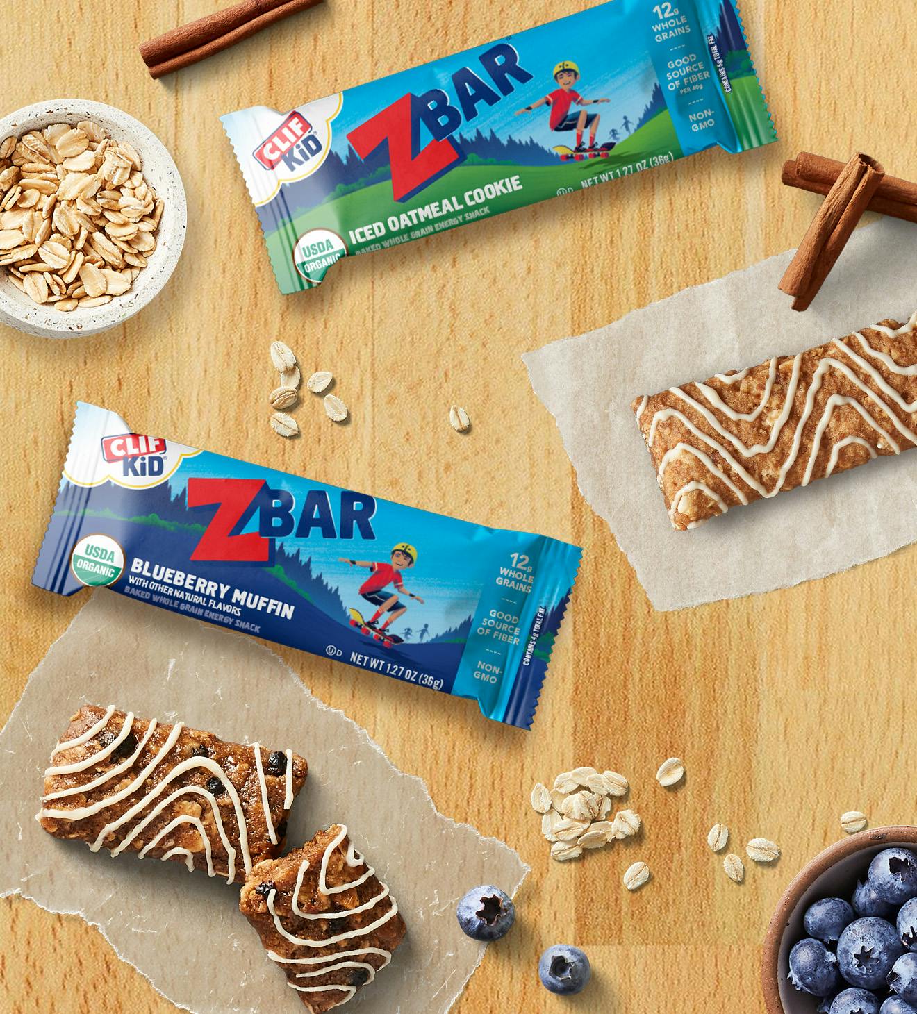 CLIF Kid Zbar Blueberry Muffin and Iced Oatmeal Cookie