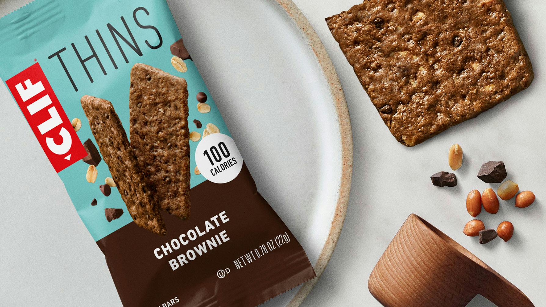 CLIF Thins Chocolate Brownie with ingredients