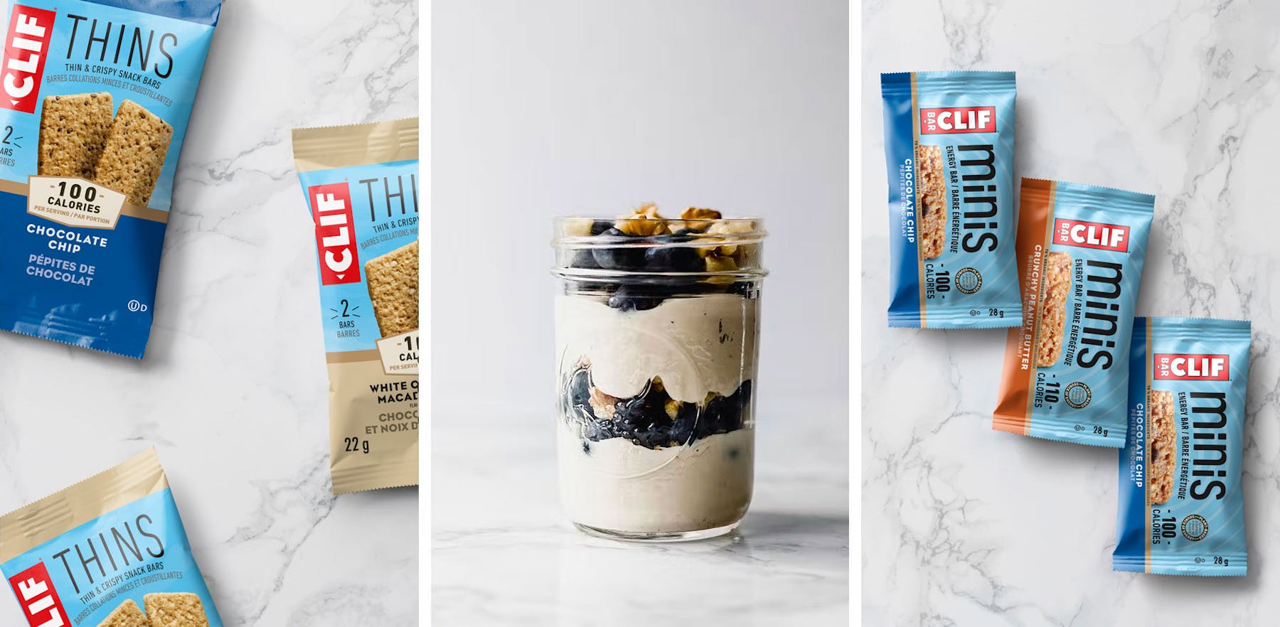 CLIF Thins, yogurt and berries, and CLIF BAR Minis - Canada