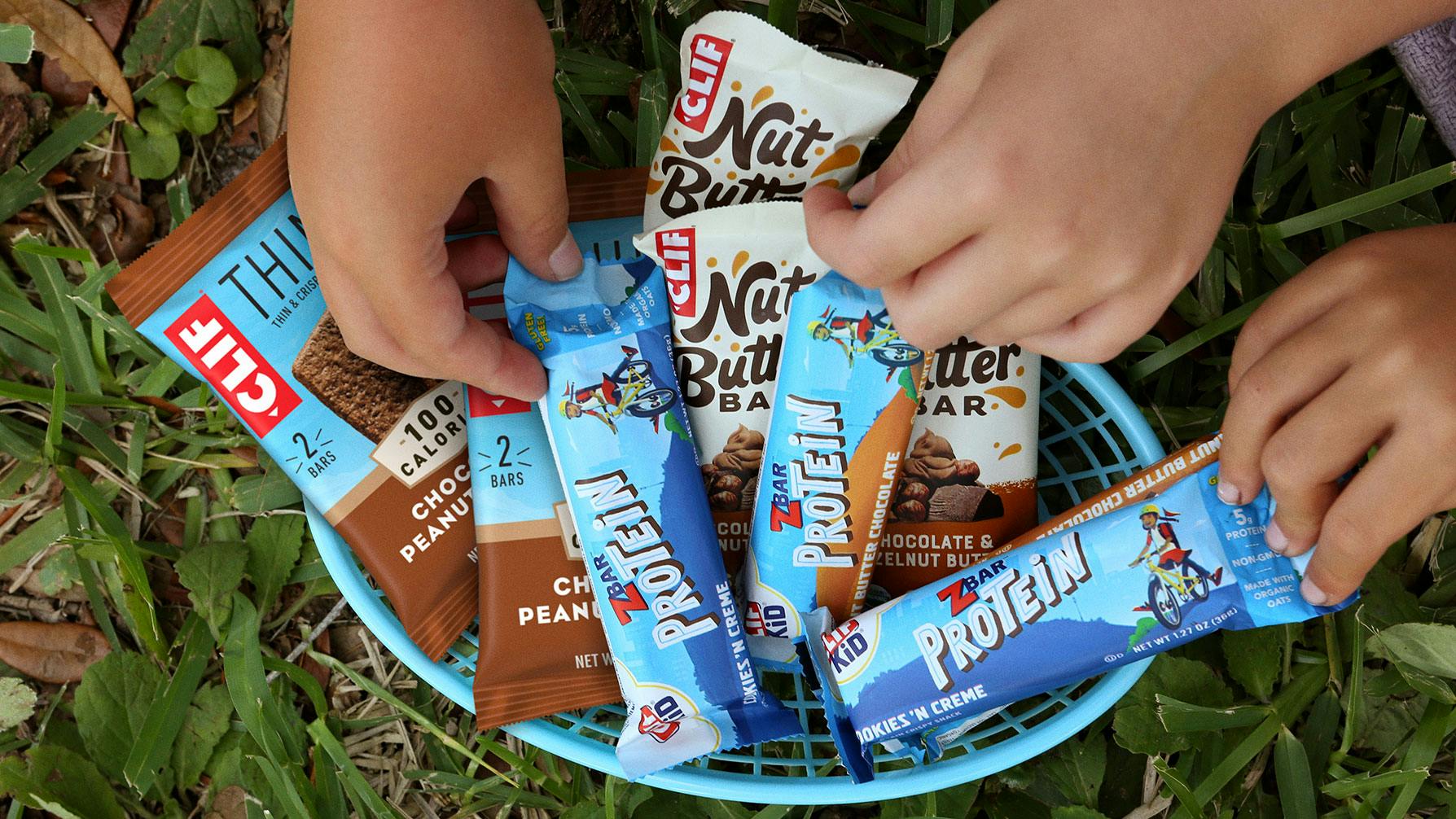 CLIF camping snacks with Thins and Nut Butter Bars