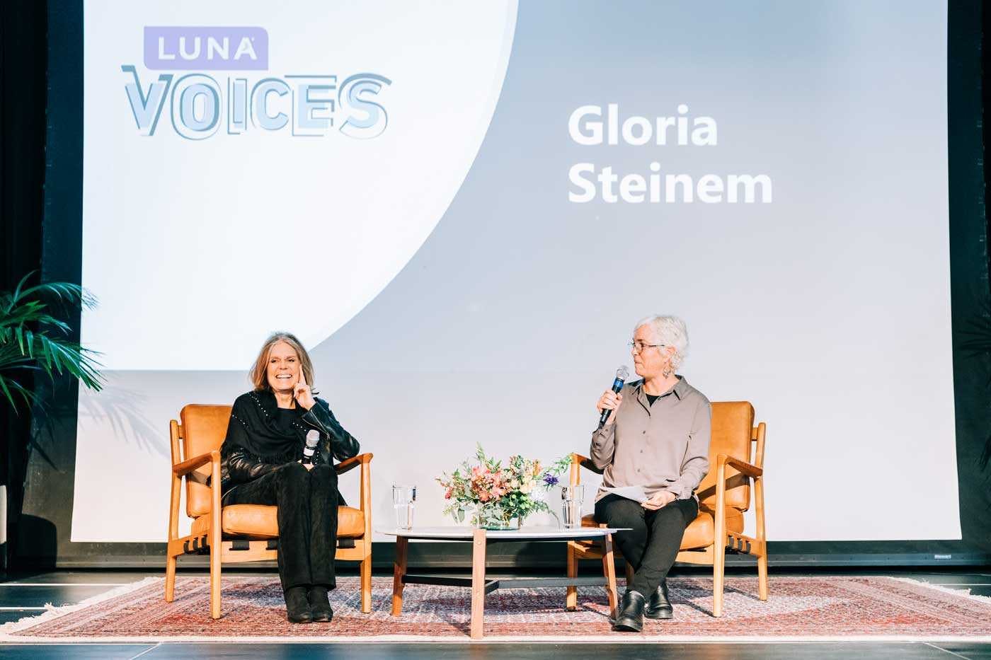 Gloria Steinem on stage
